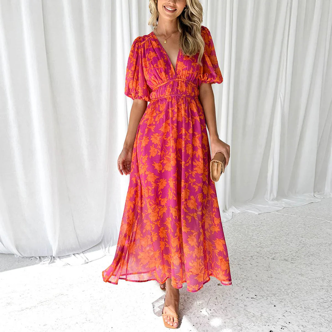 Georgia Watermelon V-Neck Maxi