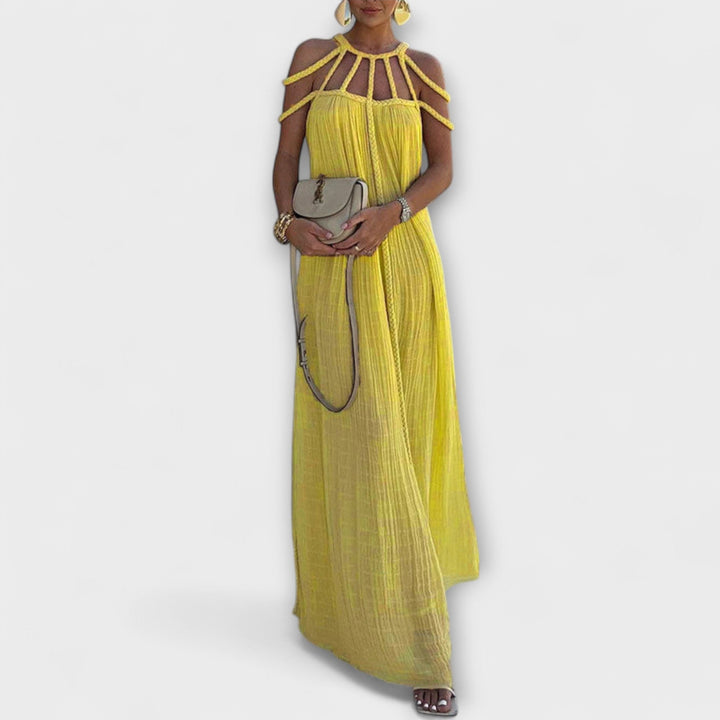 Briar - Chic Maxikleid aus Leinenmischung mit Drapierten Zöpfen