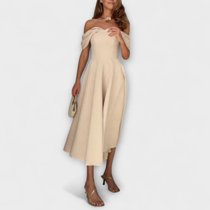 Romy - Schickes Off-the-Shoulder Drapiertes Maxikleid