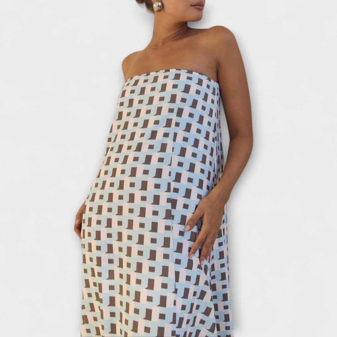 Hasel---Einzigartiges-Geometrisches-Off-Shoulder-Maxi-Dress
