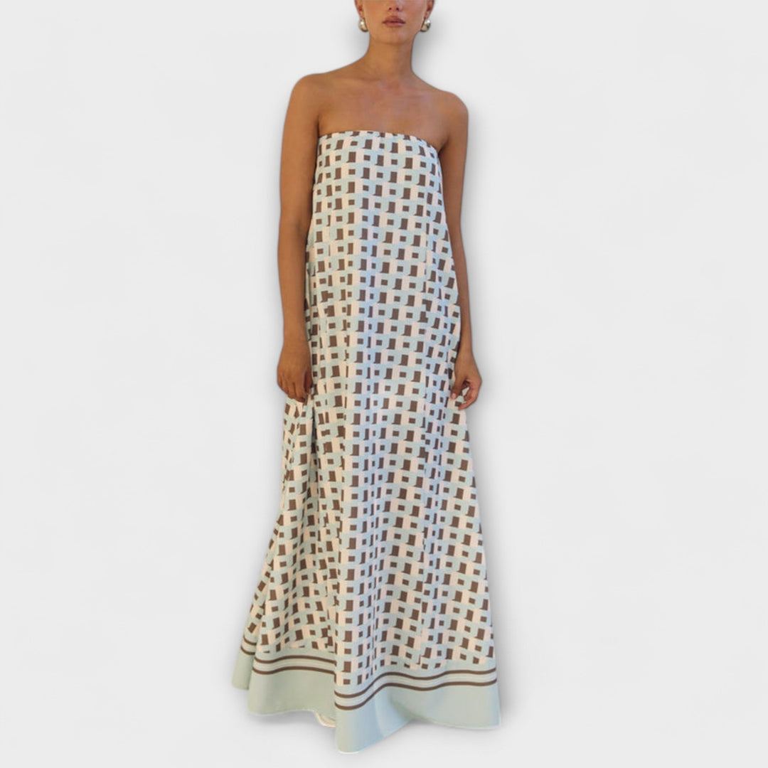 Hasel---Einzigartiges-Geometrisches-Off-Shoulder-Maxi-Dress
