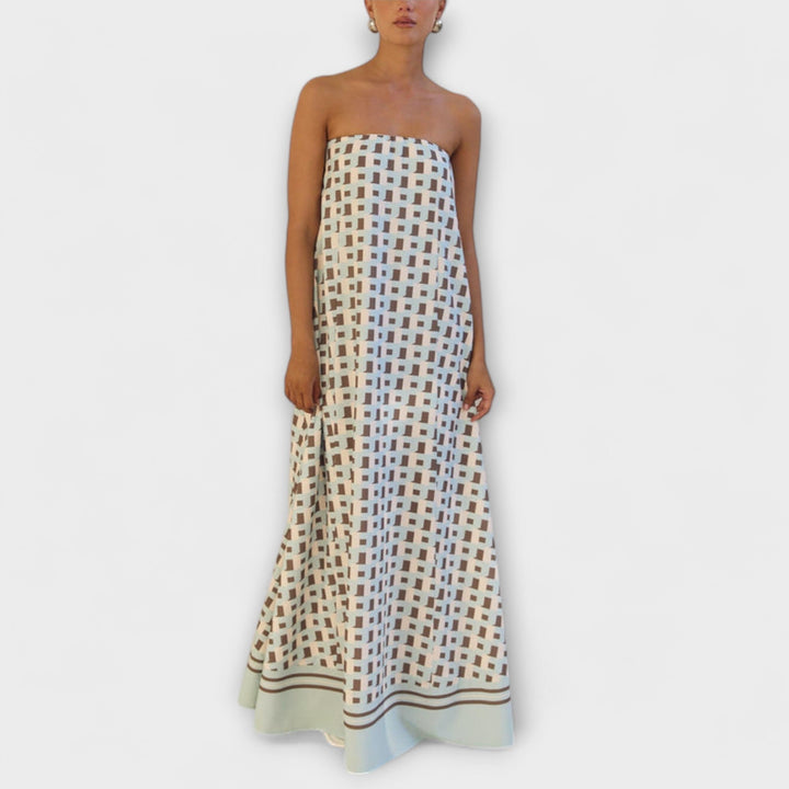 Hasel---Einzigartiges-Geometrisches-Off-Shoulder-Maxi-Dress