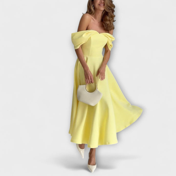 Romy---Schickes-Off-The-Shoulder-Drapiertes-Maxidress