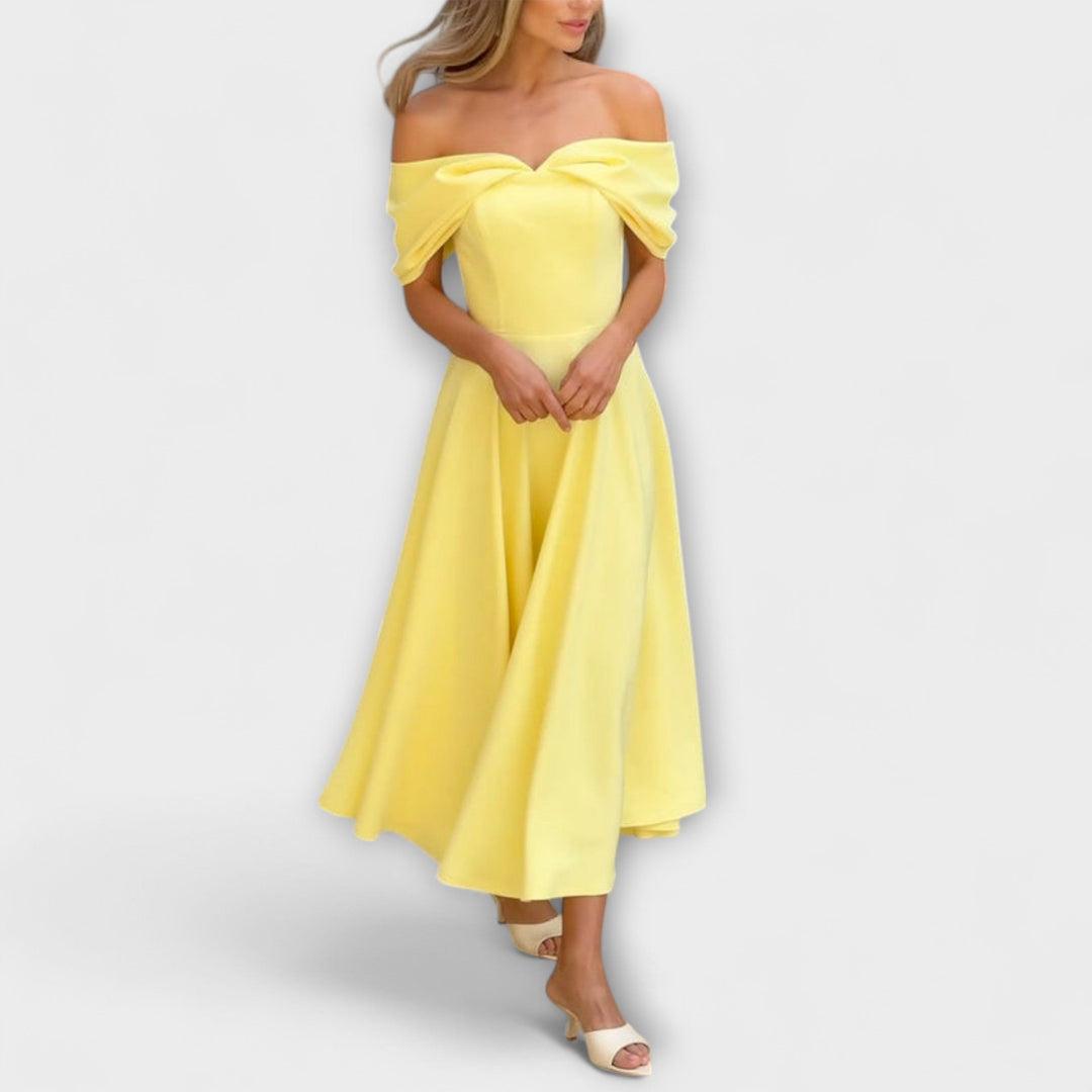 Romy---Schickes-Off-The-Shoulder-Drapiertes-Maxidress