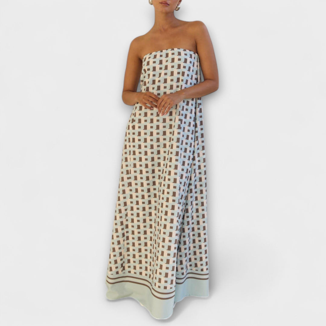 Hasel---Einzigartiges-Geometrisches-Off-Shoulder-Maxi-Dress