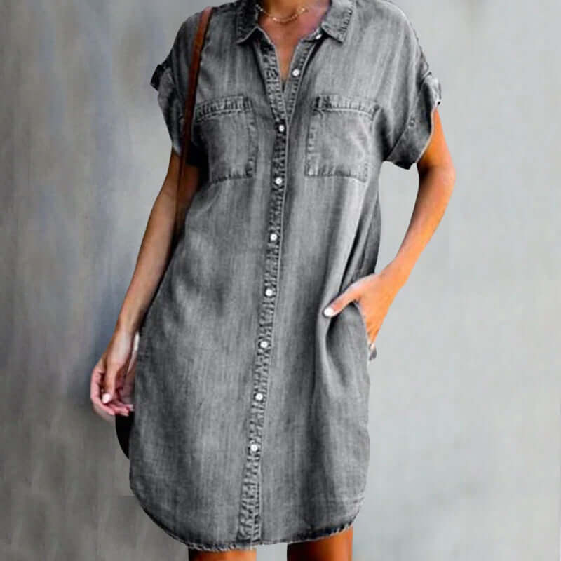 Valerie ™ | Elegant denim dress with belly coverage