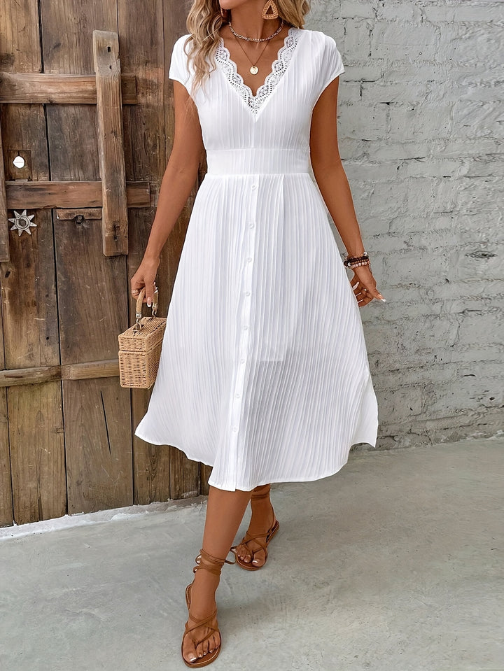 Aria™ | Lace-Trim Midi Dress