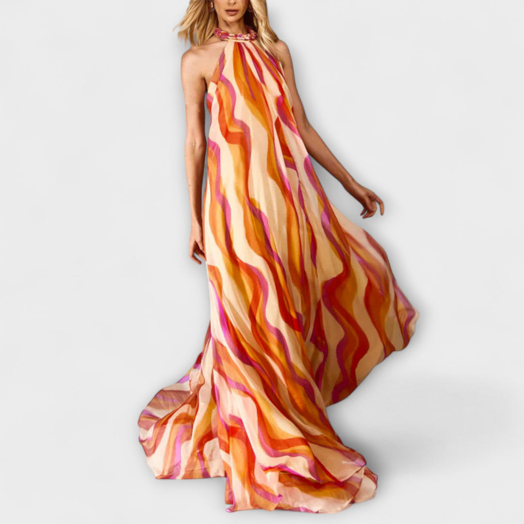 Rumi---Schickes-Geflochtenes-Maxidress-Mit-Wellenmuster