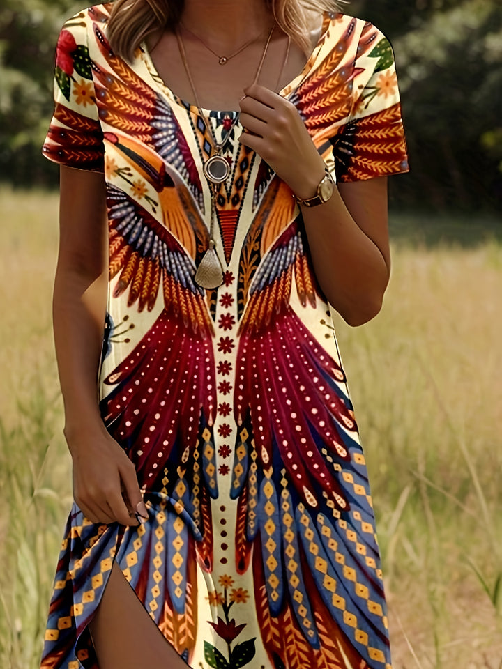 Solara™ | Feather Print Dress