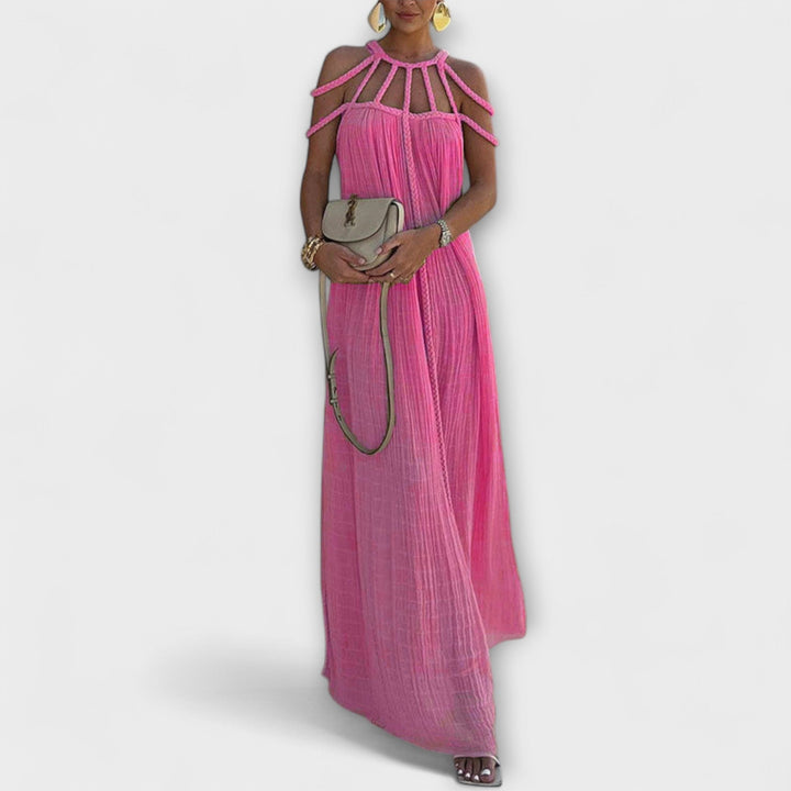 Briar - Chic Maxikleid aus Leinenmischung mit Drapierten Zöpfen