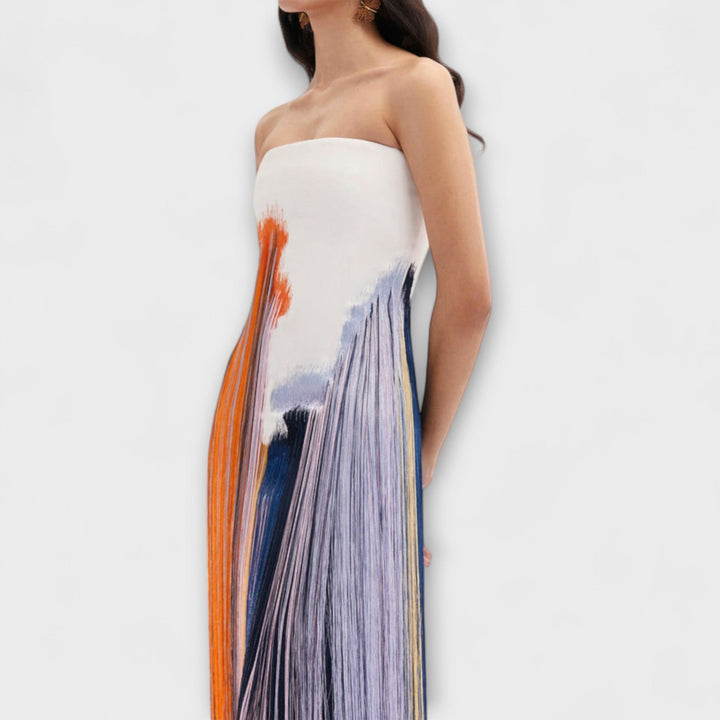 Summer---Schickes-Colorblock-Dress-Mit-Trendigen-Quasten