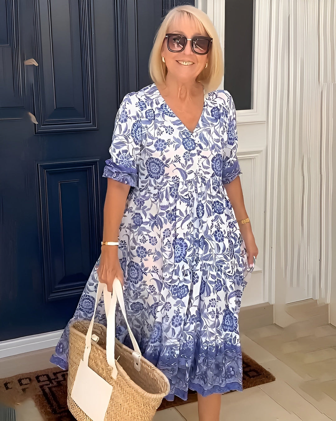 Evelyne™ | Stylishly Cut Floral Dress