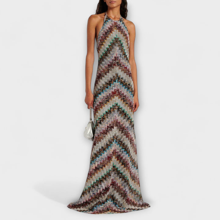 Reese---Jodie-Strick-Dress-Mit-Buntem-Fischgrätenmuster