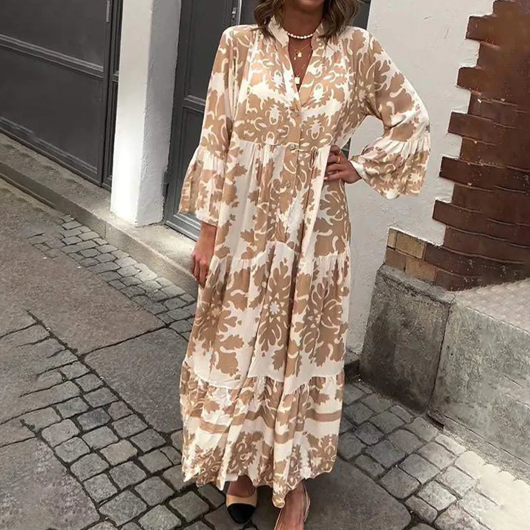 Isabella V-Neck Printed Maxi