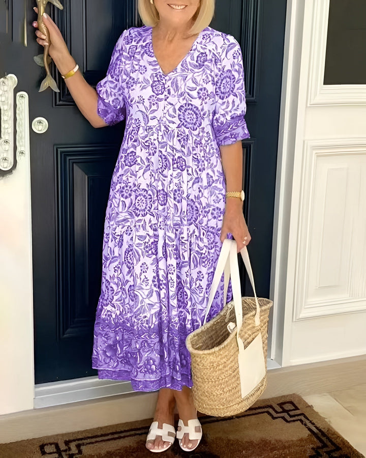 Evelyne™ | Stylishly Cut Floral Dress
