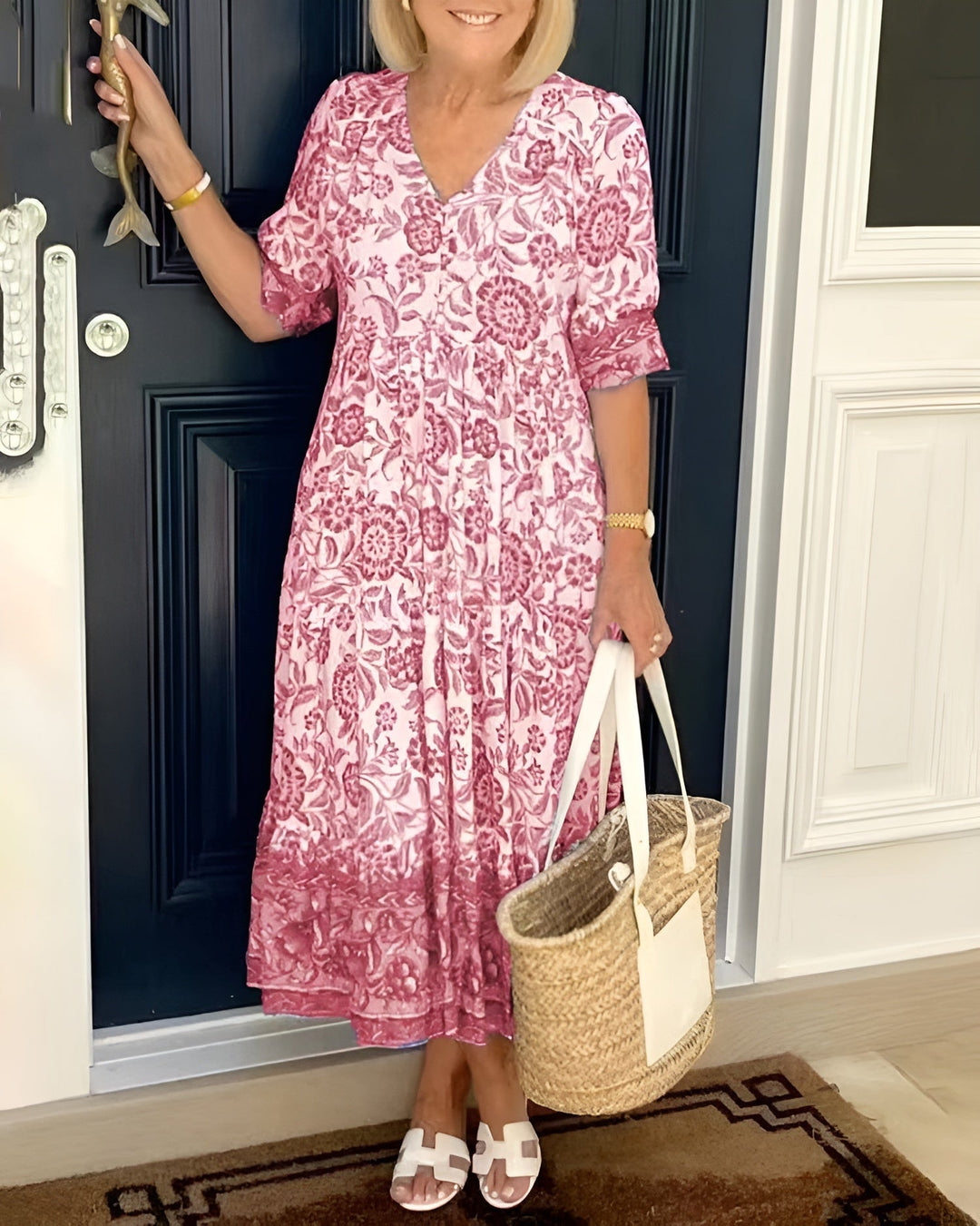 Evelyne™ | Stylishly Cut Floral Dress