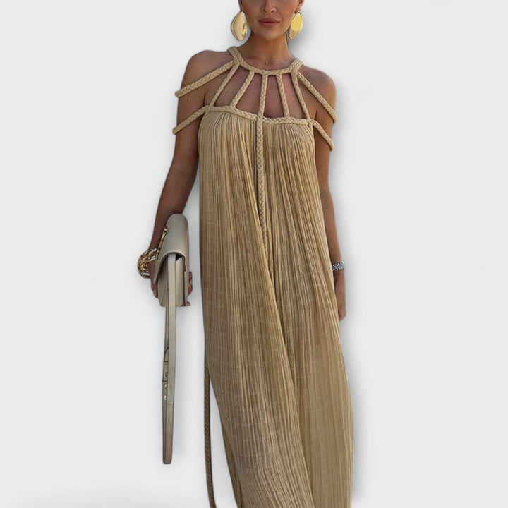 Briar - Chic Maxikleid aus Leinenmischung mit Drapierten Zöpfen