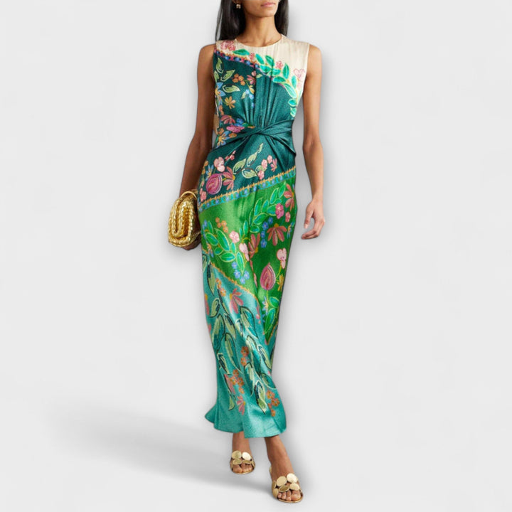 Aisling---Elegantes-Verdrehte-Drapierte-Blumen-Maxidress