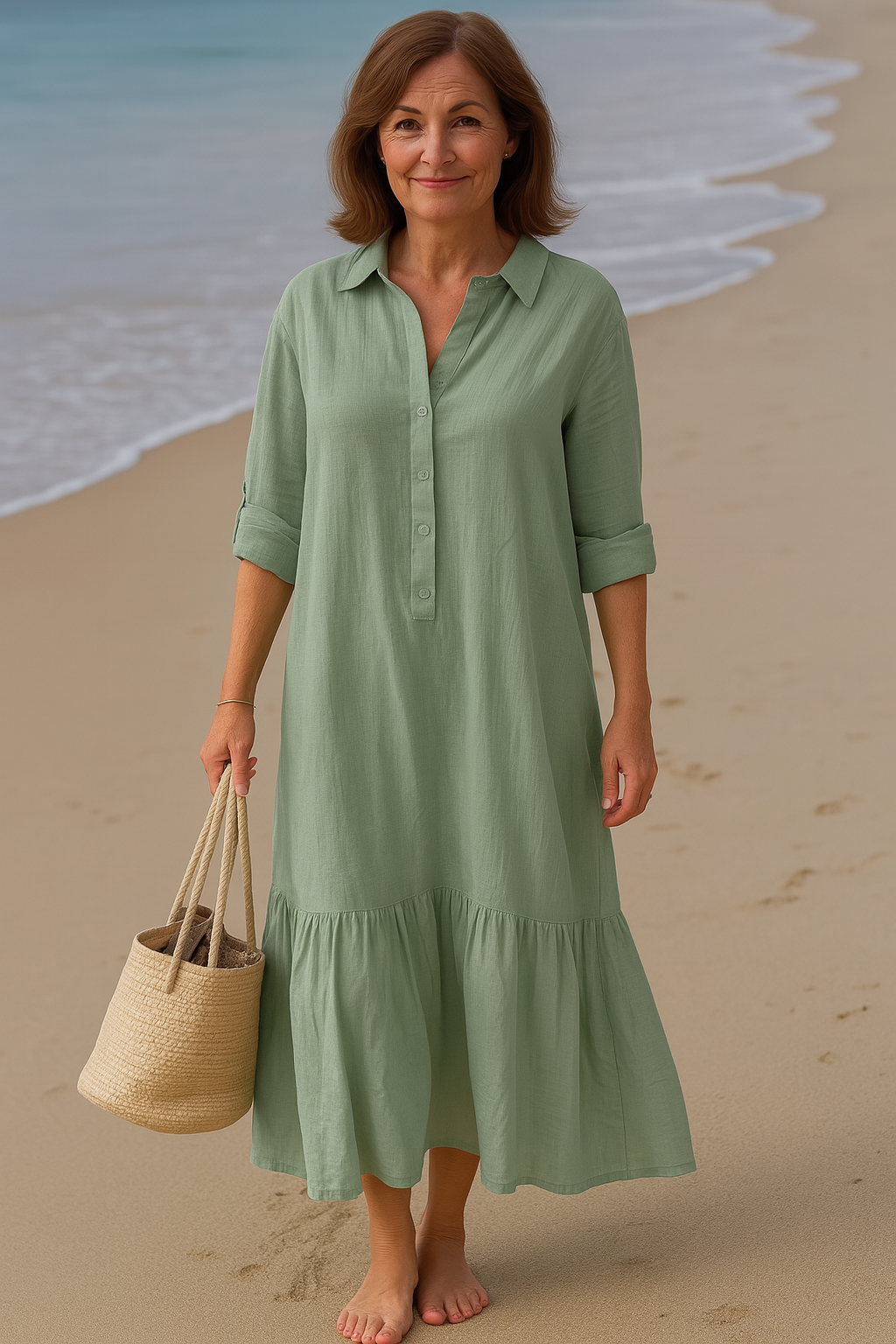 Cavell™ – Collared Dress with Flowing Hem