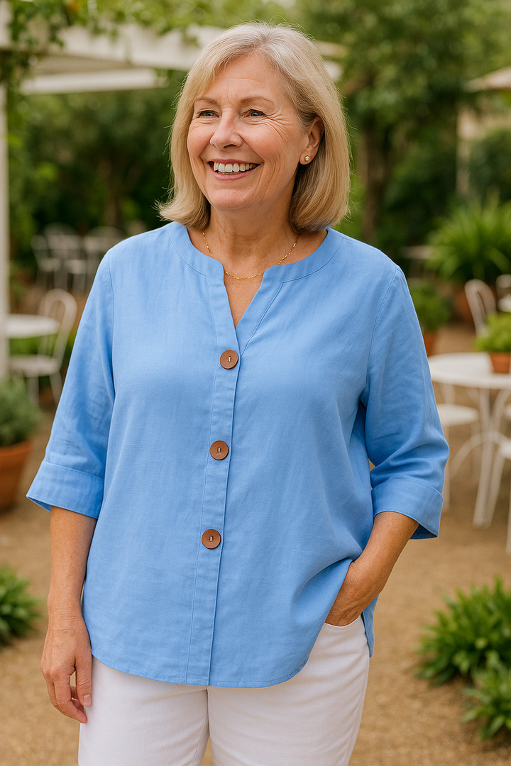 Sage | Cotton-Linen Button Blouse - Effortless Coverage
