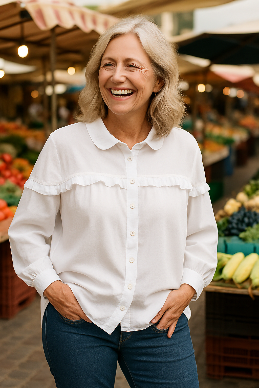 Judith |  Effortless Elegance Blouse – Wrinkle-Free with Feminine Ruffle Detail