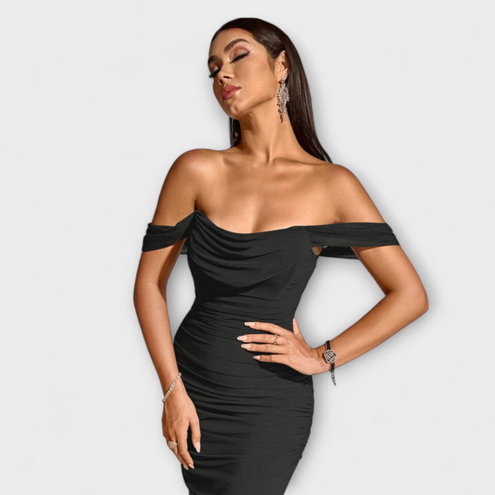 Ione---Off-Shoulder-Raffung-Bodycon-Dress
