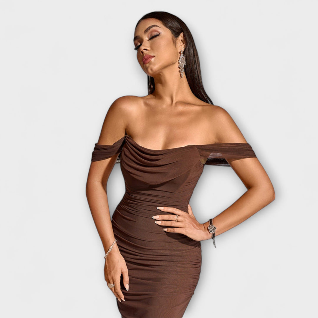 Ione---Off-Shoulder-Raffung-Bodycon-Dress