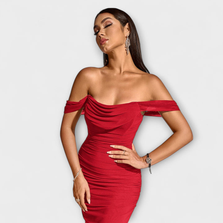 Ione---Off-Shoulder-Raffung-Bodycon-Dress