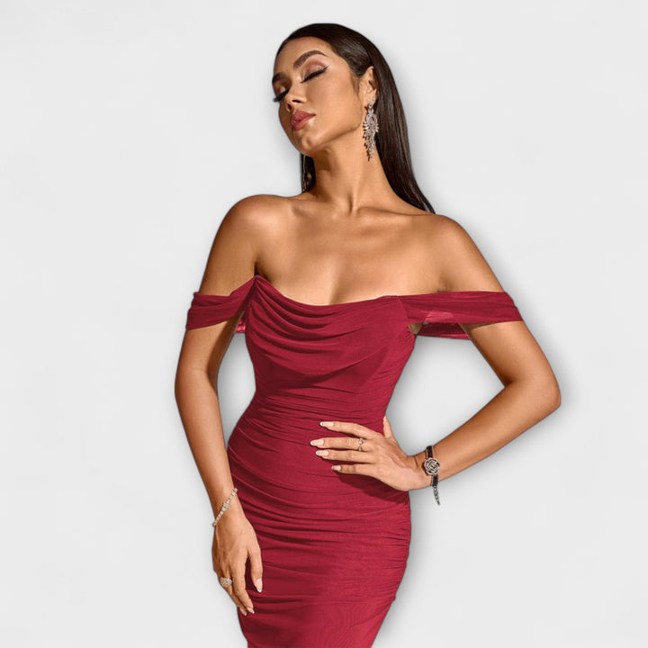 Ione---Off-Shoulder-Raffung-Bodycon-Dress