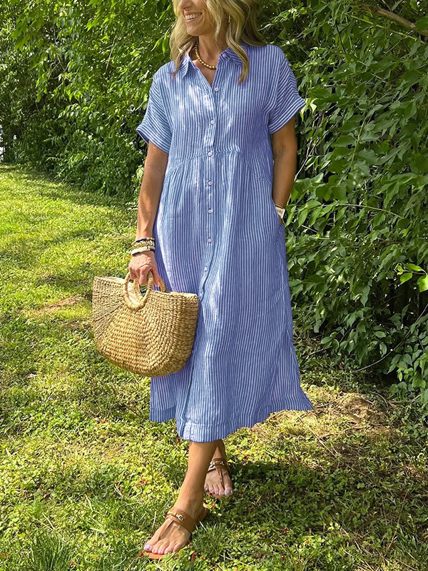 Lucille™ | Relaxed Striped Shirt Dress