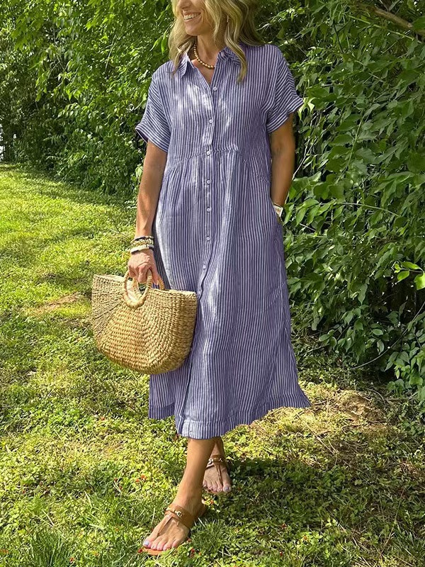 Lucille™ | Relaxed Striped Shirt Dress