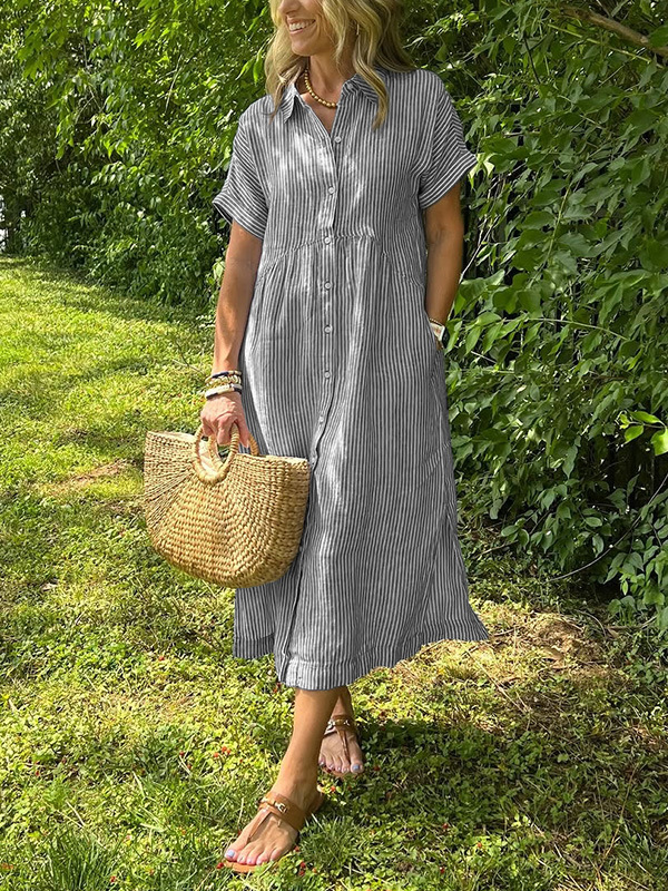 Lucille™ | Relaxed Striped Shirt Dress