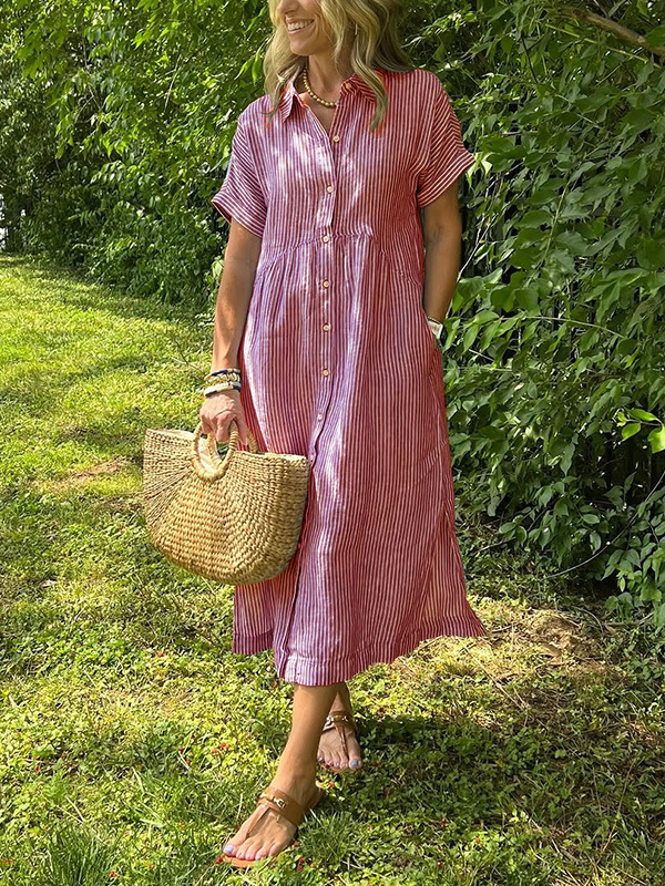 Lucille™ | Relaxed Striped Shirt Dress