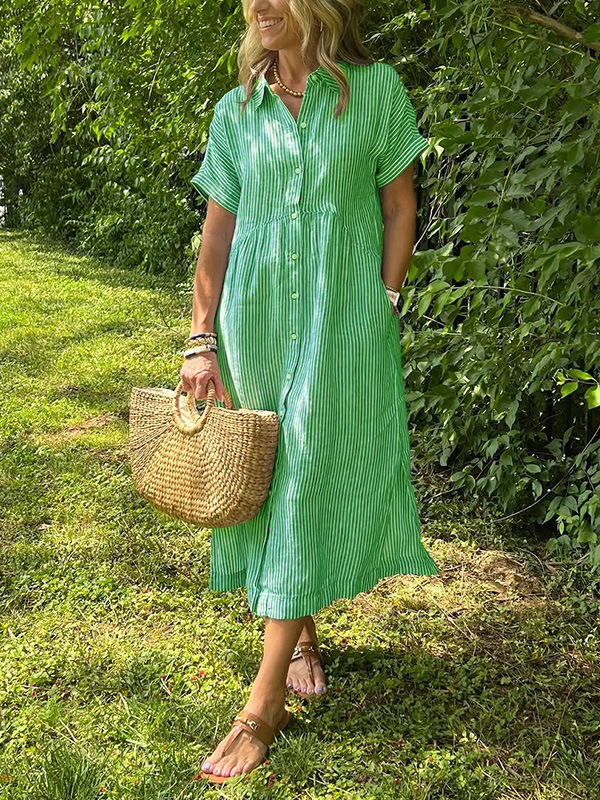 Lucille™ | Relaxed Striped Shirt Dress