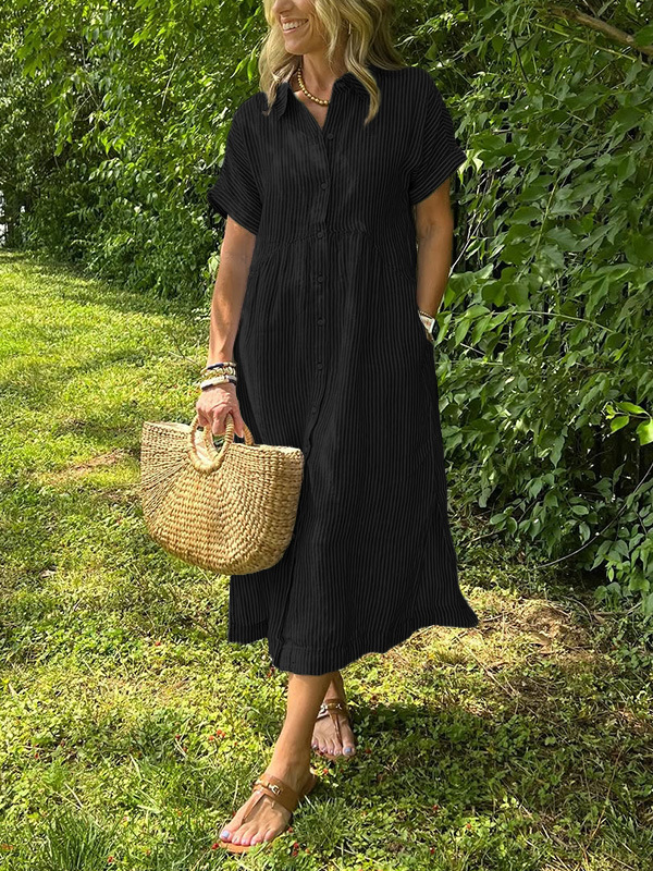 Lucille™ | Relaxed Striped Shirt Dress