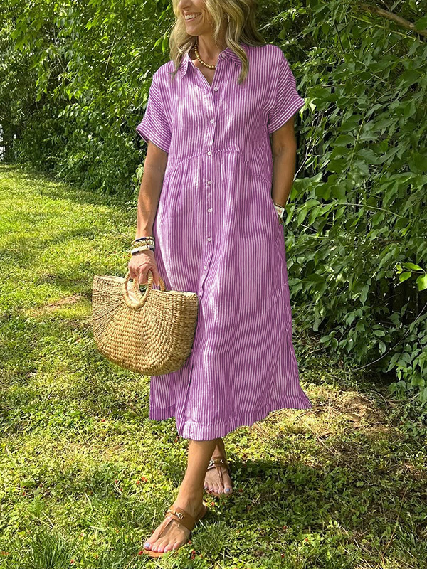 Lucille™ | Relaxed Striped Shirt Dress