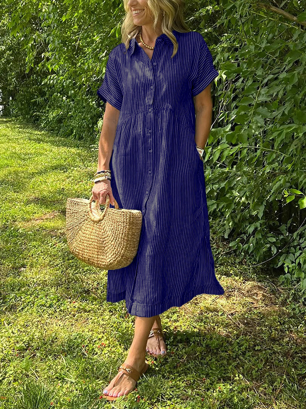 Lucille™ | Relaxed Striped Shirt Dress