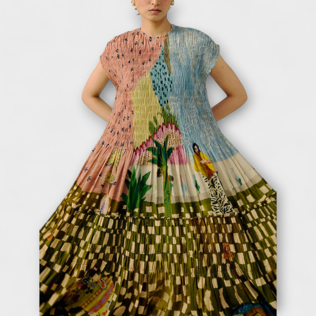 Amara---Plissiertes-Dress-Mit-Animal-Print
