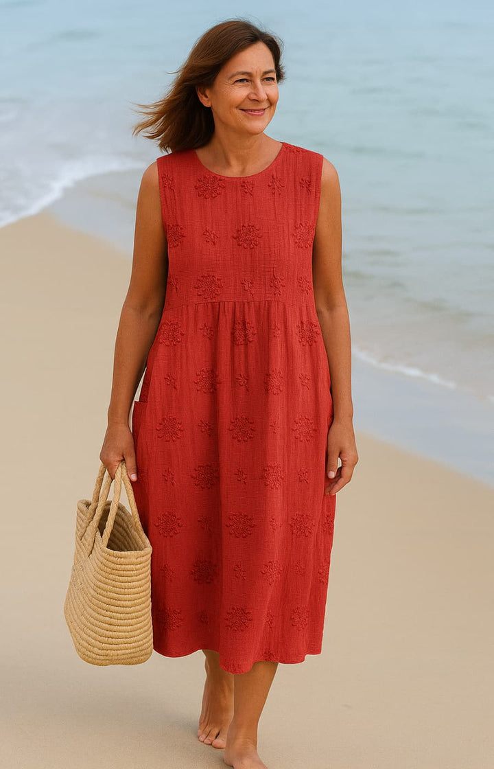 Willa™ | Embroidered Pocket Midi Dress