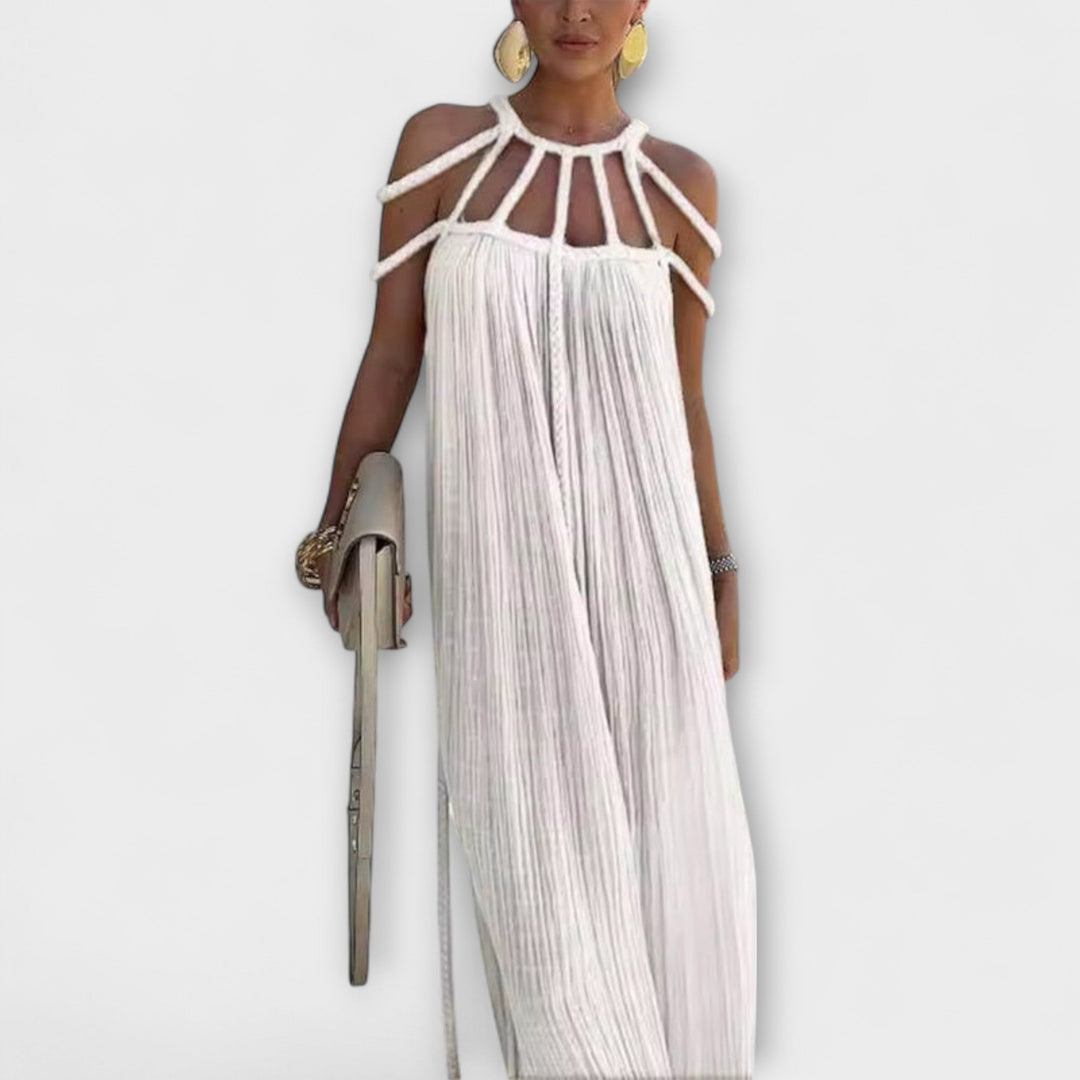 Briar - Chic Maxikleid aus Leinenmischung mit Drapierten Zöpfen