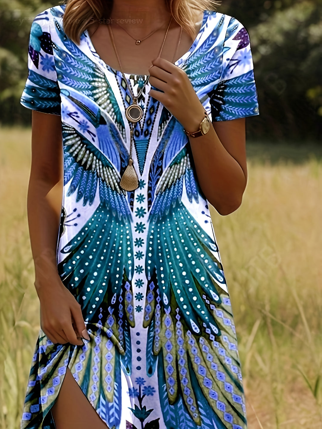 Solara™ | Feather Print Dress