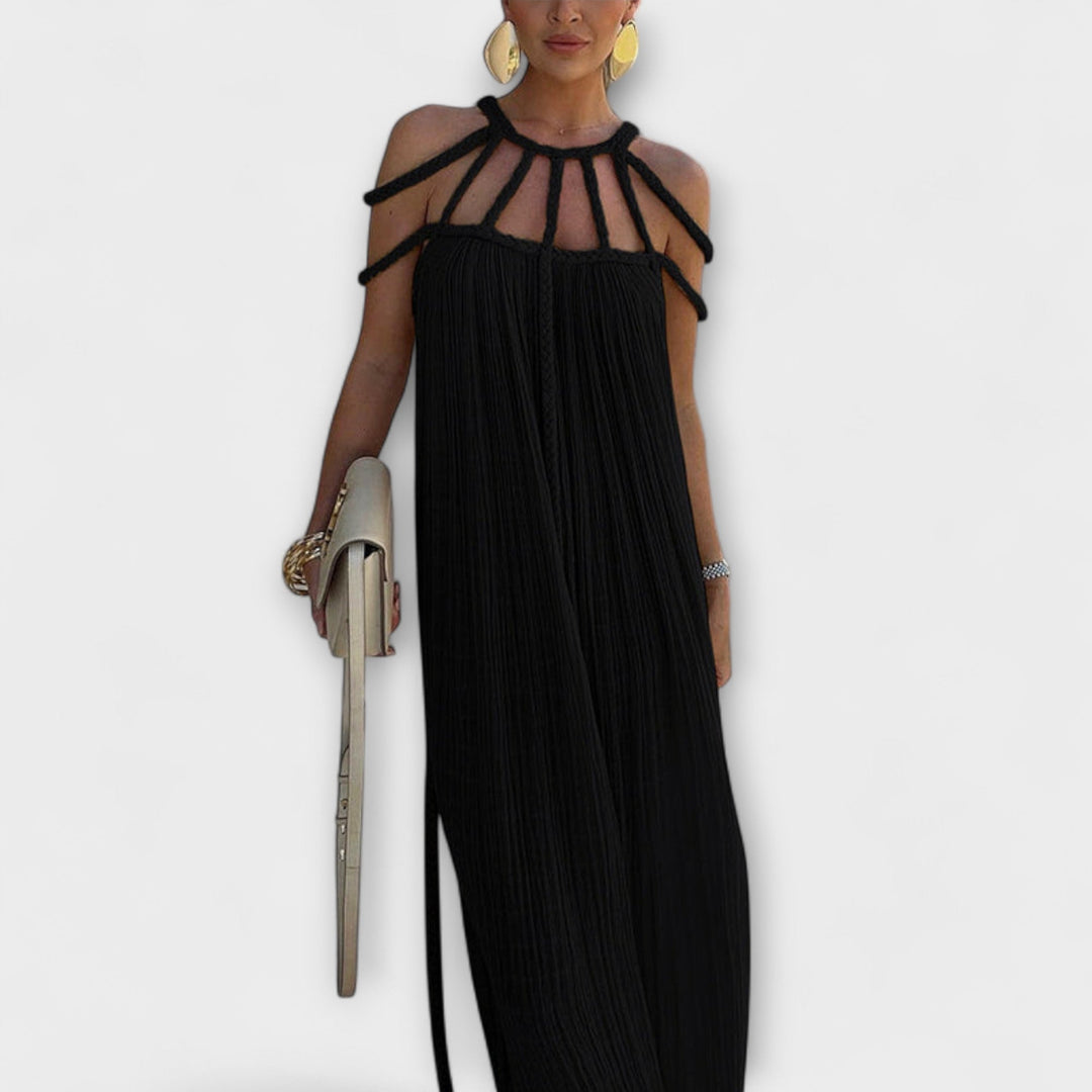 Briar - Chic Maxikleid aus Leinenmischung mit Drapierten Zöpfen