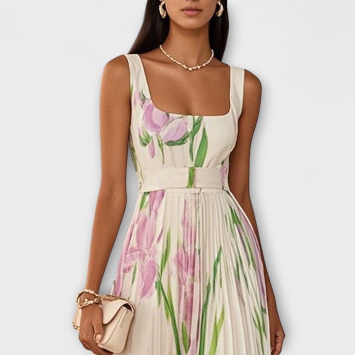 Penelope™ | Folded Floral Chiffon Maxi Dress