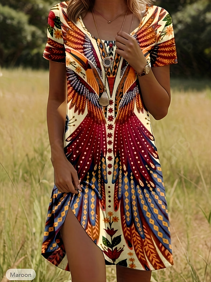 Solara™ | Feather Print Dress