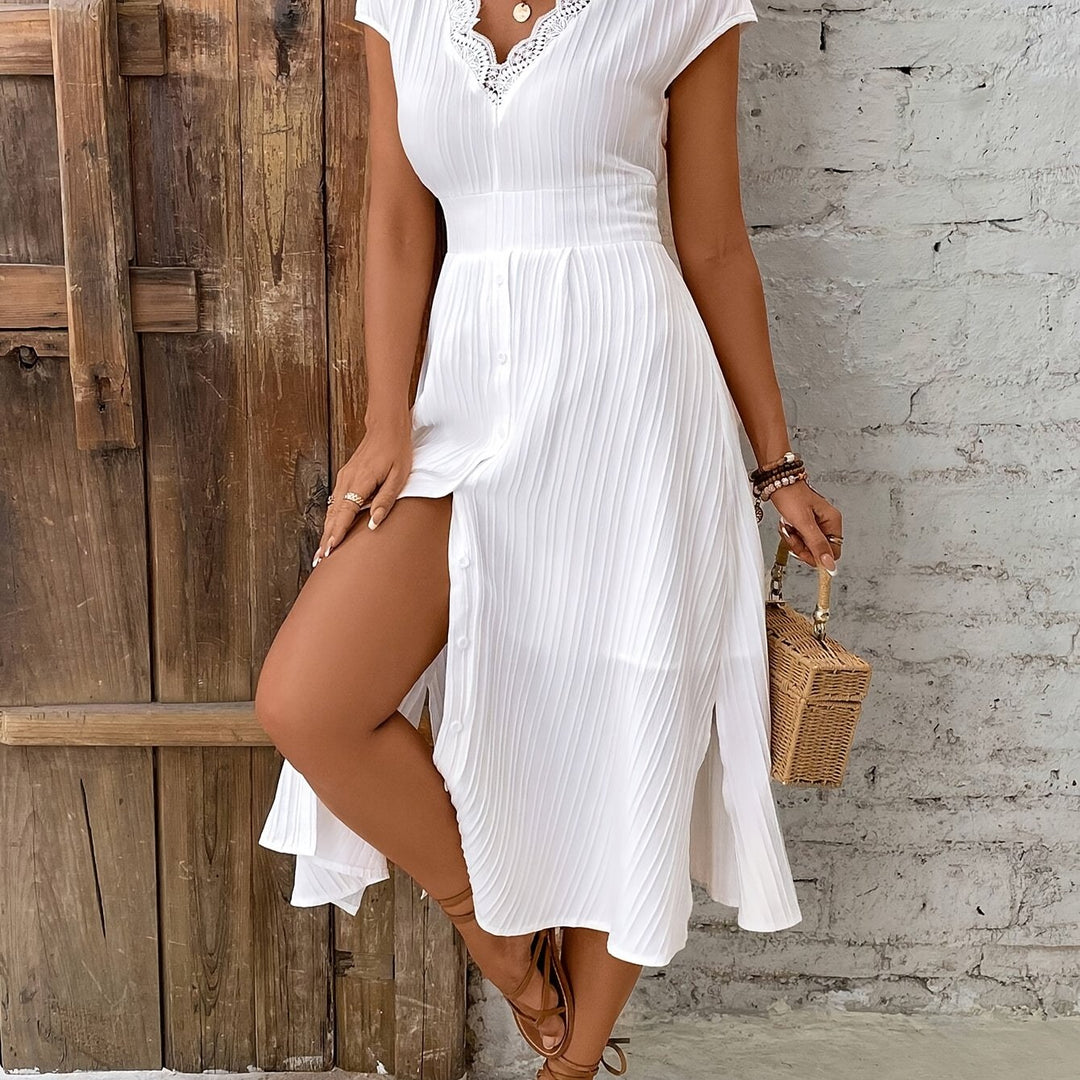 Aria™ | Lace-Trim Midi Dress
