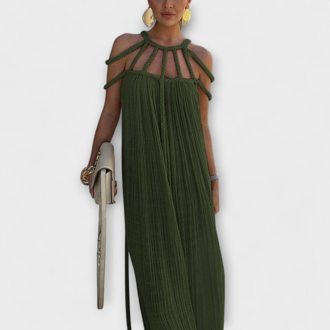 Briar - Chic Maxikleid aus Leinenmischung mit Drapierten Zöpfen