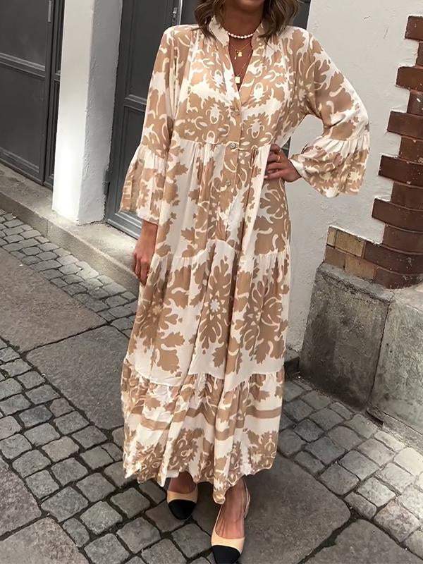 Isabella V-Neck Printed Maxi