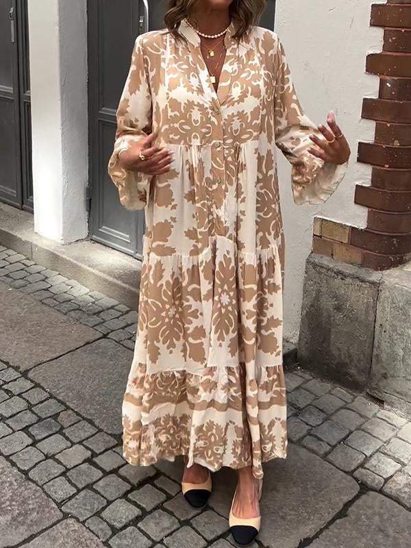 Isabella V-Neck Printed Maxi