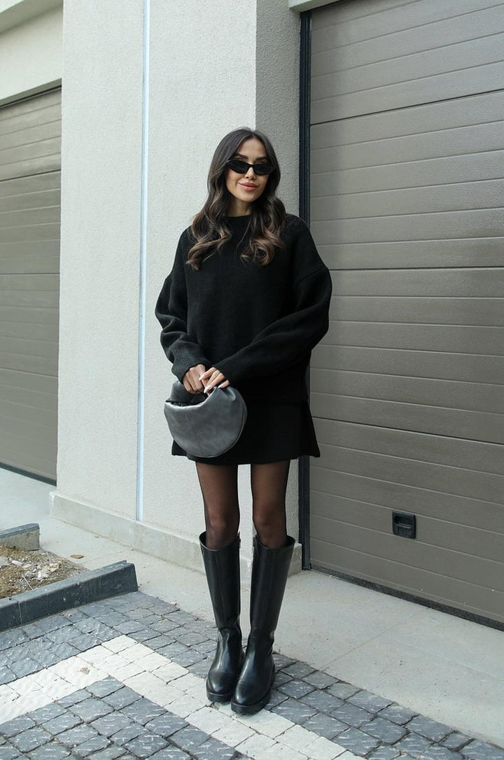Esme |  A cozy sweater and a flowy flattering skirt